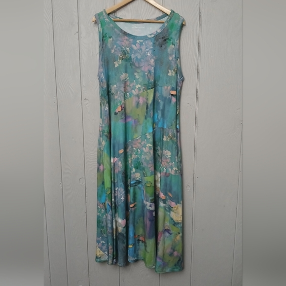 Soft Surroundings Santiago Sleeveless Tank Maxi Dress Pockets Monét Size 1X - Picture 2 of 6